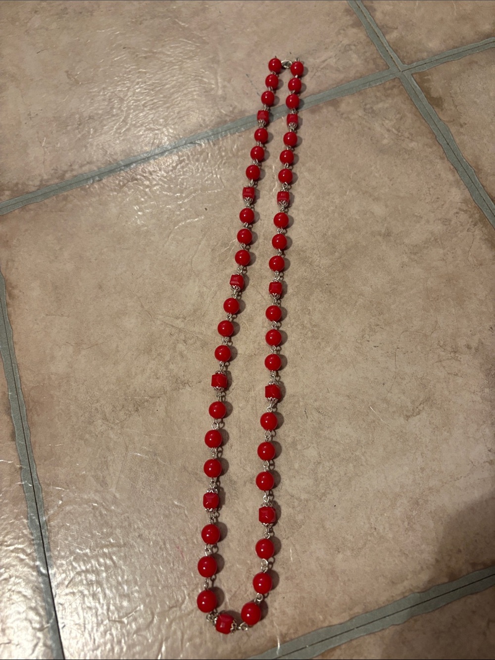Red Beaded Women's Necklace - Elegant Strand
